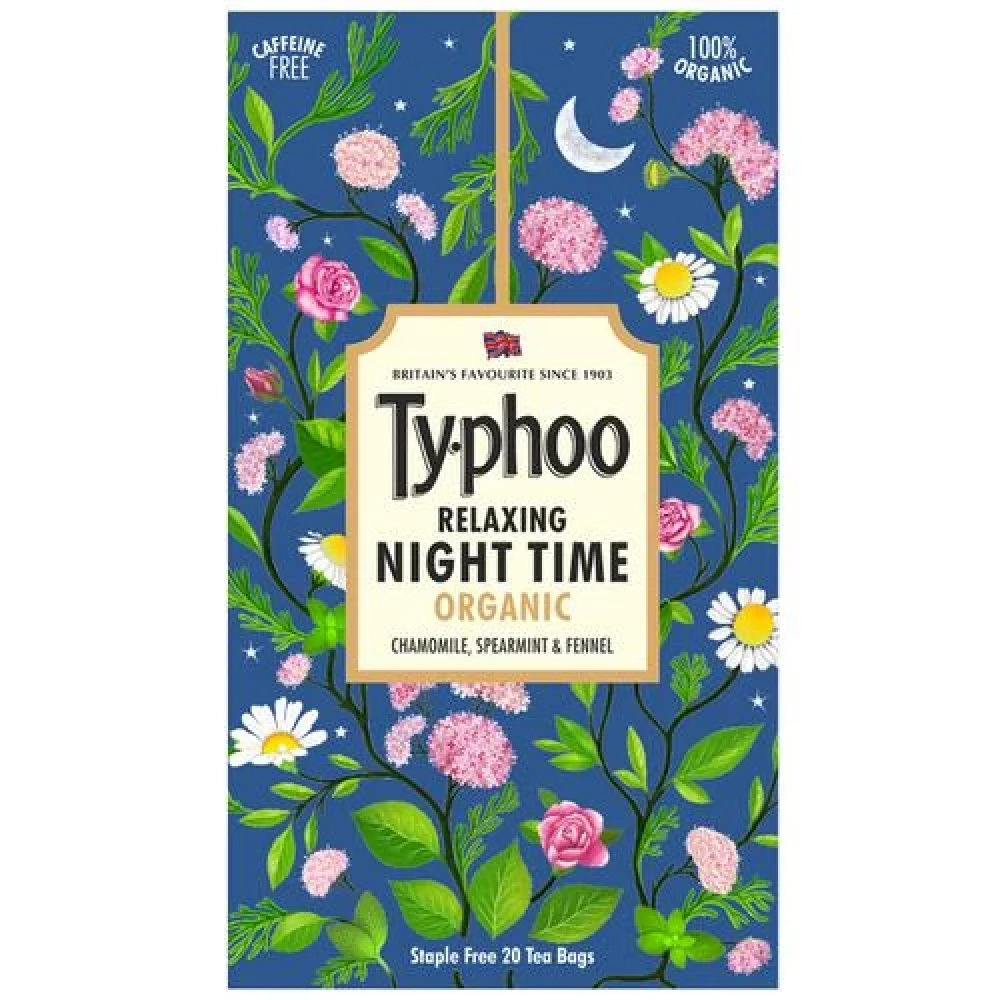 Typhoo Relaxing Organic Night Time Tea,  26 g (20 Bags x 1.3 g each) -1.webp